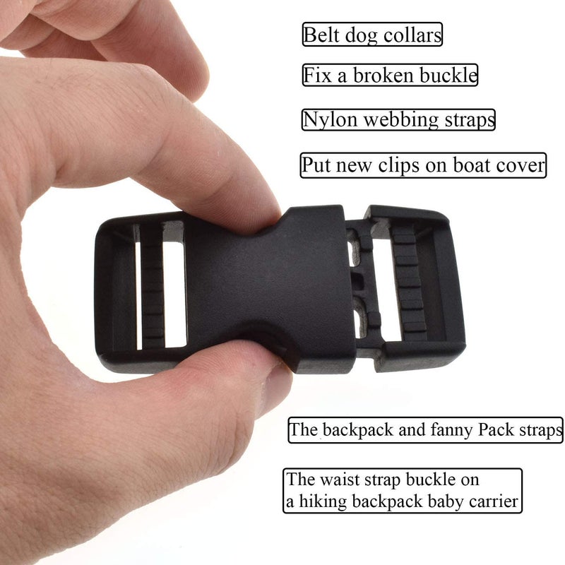 VVS SGH Pro Quick Side Release Buckles 1" Wide 4 Pack Dual Adjustable No Sewing Clips Snaps Heavy Duty Plastic Replacement for Nylon Strap Boat Cover Backpack Fanny Pack Nylon Webbing Belt Dog Collars - Image 4